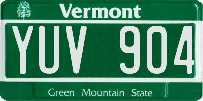 VT license plate YUV904