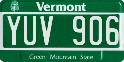 VT license plate YUV906