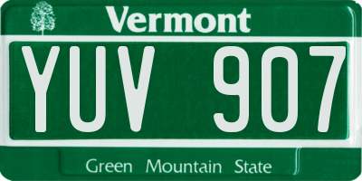 VT license plate YUV907
