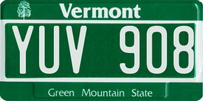 VT license plate YUV908