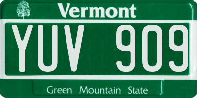 VT license plate YUV909