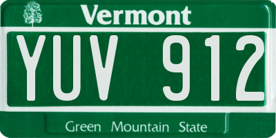 VT license plate YUV912