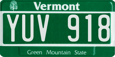 VT license plate YUV918