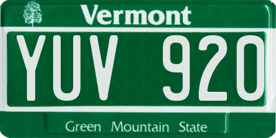 VT license plate YUV920