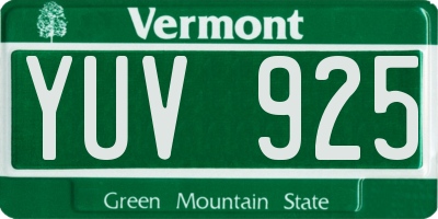 VT license plate YUV925