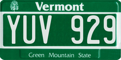 VT license plate YUV929