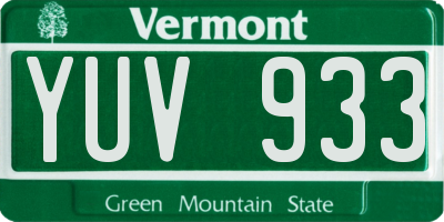 VT license plate YUV933