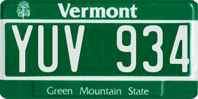 VT license plate YUV934