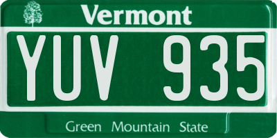 VT license plate YUV935