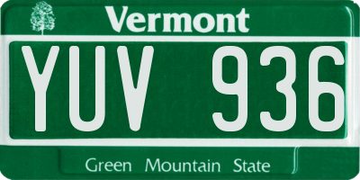 VT license plate YUV936