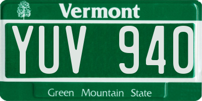 VT license plate YUV940