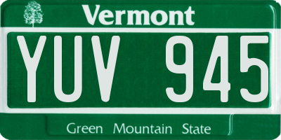 VT license plate YUV945