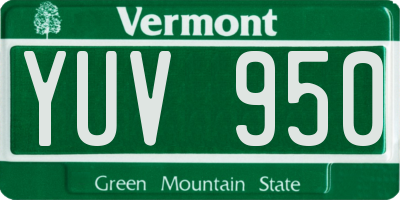 VT license plate YUV950