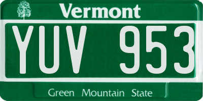 VT license plate YUV953