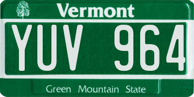 VT license plate YUV964