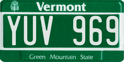 VT license plate YUV969