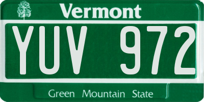 VT license plate YUV972