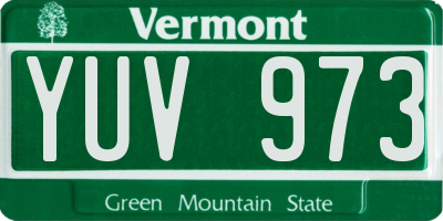 VT license plate YUV973
