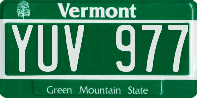VT license plate YUV977