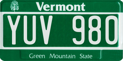 VT license plate YUV980