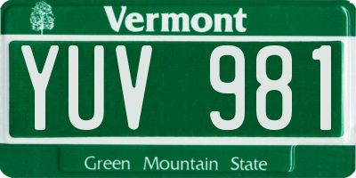 VT license plate YUV981