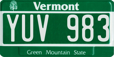 VT license plate YUV983