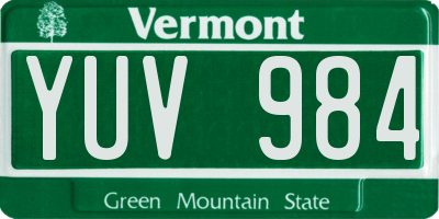 VT license plate YUV984