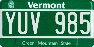 VT license plate YUV985