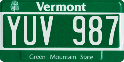 VT license plate YUV987