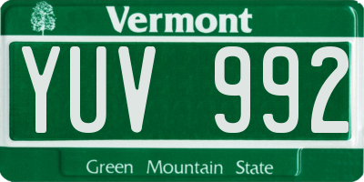 VT license plate YUV992