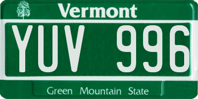 VT license plate YUV996