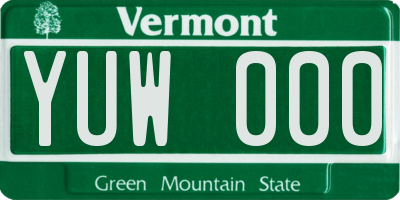 VT license plate YUW000