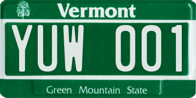VT license plate YUW001