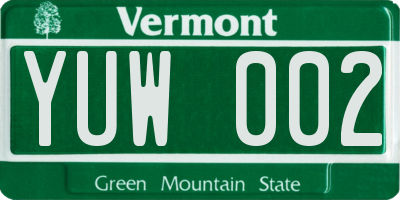 VT license plate YUW002
