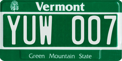 VT license plate YUW007