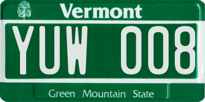 VT license plate YUW008