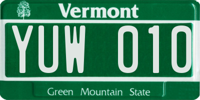 VT license plate YUW010