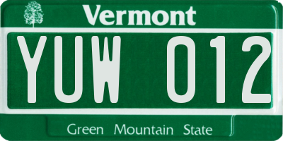VT license plate YUW012