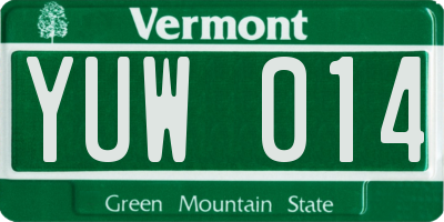 VT license plate YUW014