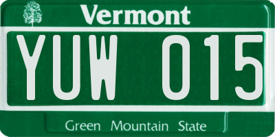 VT license plate YUW015