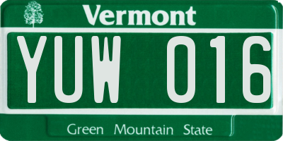 VT license plate YUW016
