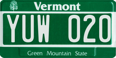 VT license plate YUW020