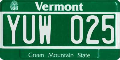 VT license plate YUW025