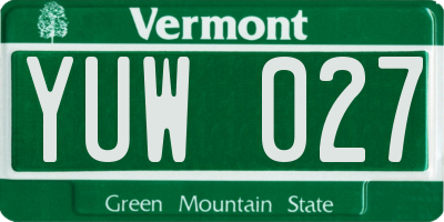 VT license plate YUW027