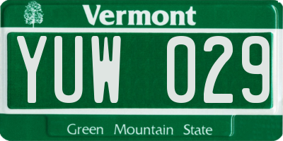 VT license plate YUW029