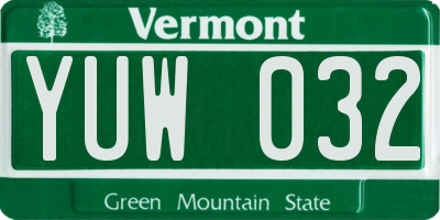 VT license plate YUW032