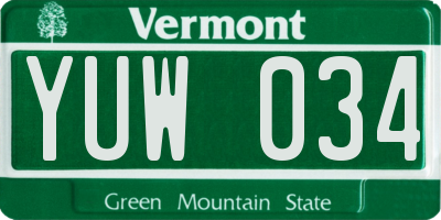 VT license plate YUW034