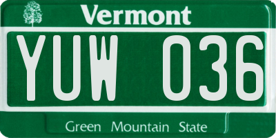 VT license plate YUW036