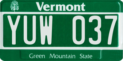 VT license plate YUW037