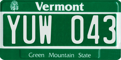 VT license plate YUW043